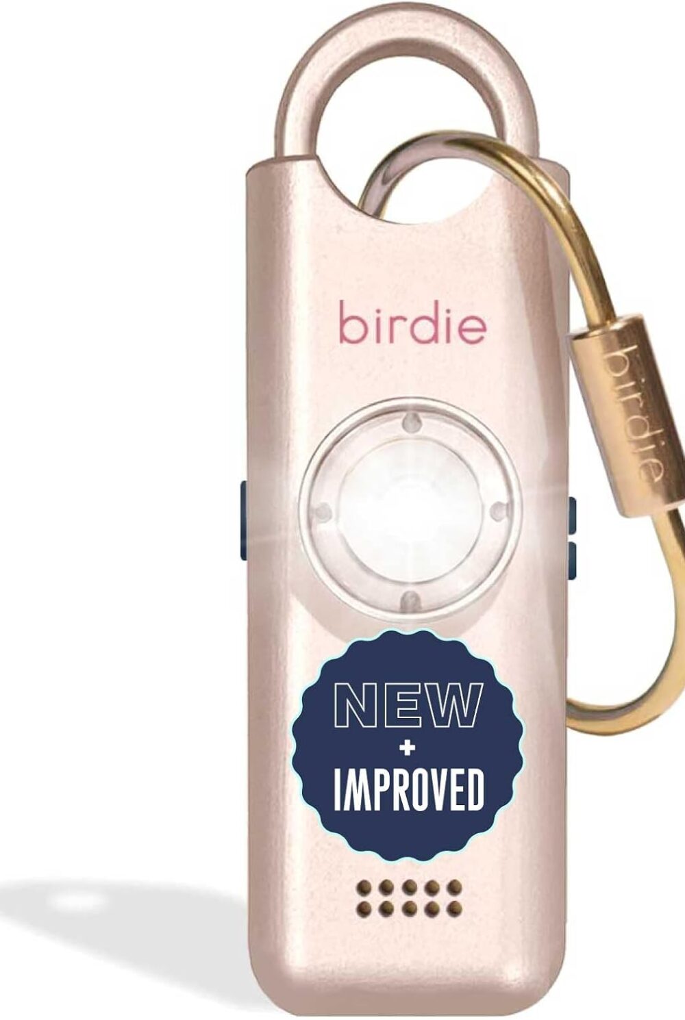 She’s Birdie 3.0 New Version – The Original Personal Safety Alarm for Women by Women–Loud Siren, Flash Light and Rechargeable Battery in a Variety of Colors (Metallic Rose Pink)