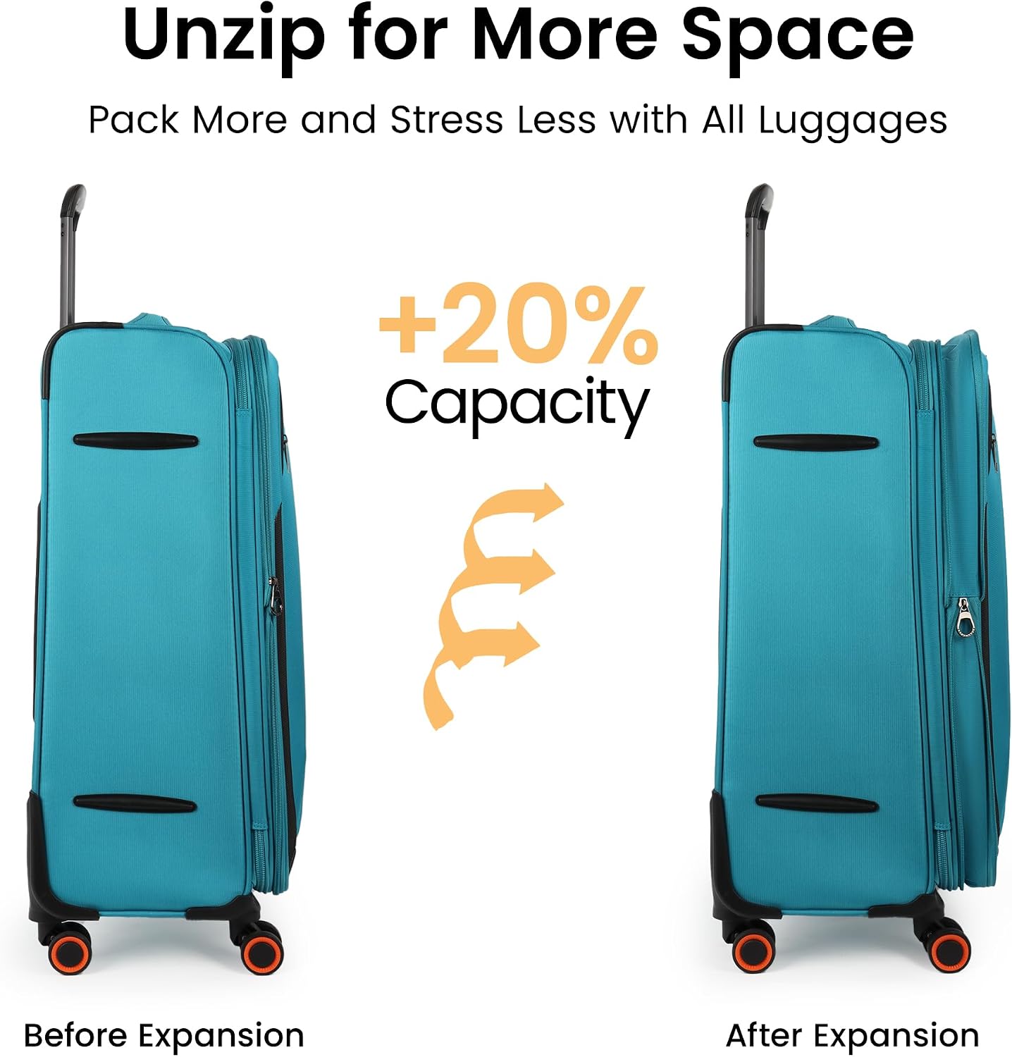 Suitcases w/Wheels 32 inch Luggage,Large Softside Suitcase - Image 2