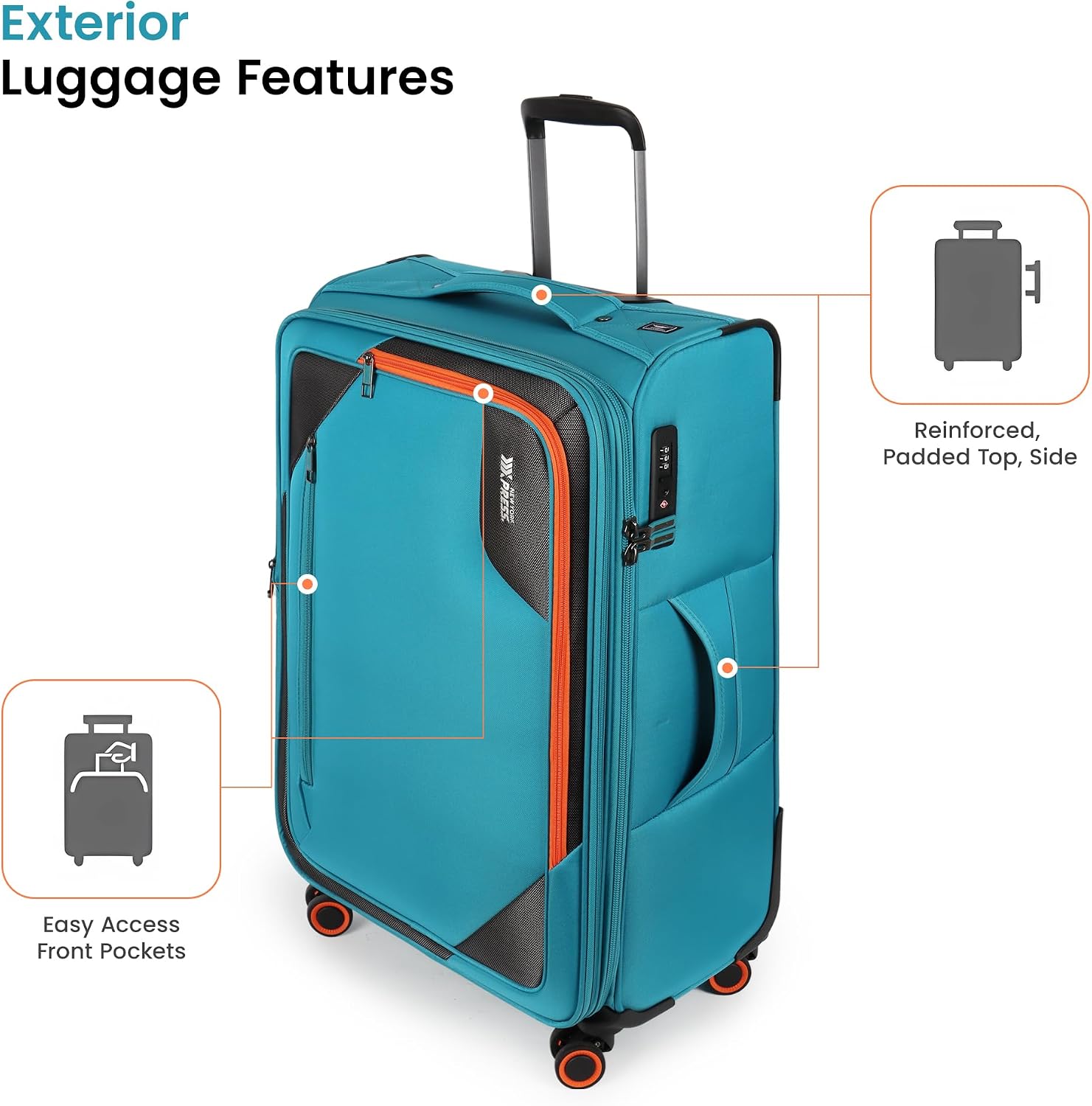 Suitcases w/Wheels 32 inch Luggage,Large Softside Suitcase - Image 7